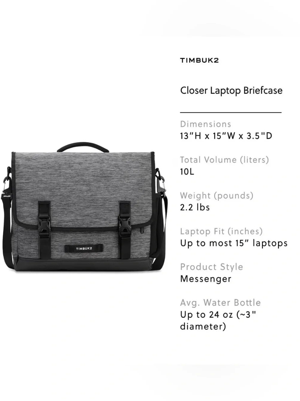 NWT Timbuk2 Closer laptop briefcase. Size medium.